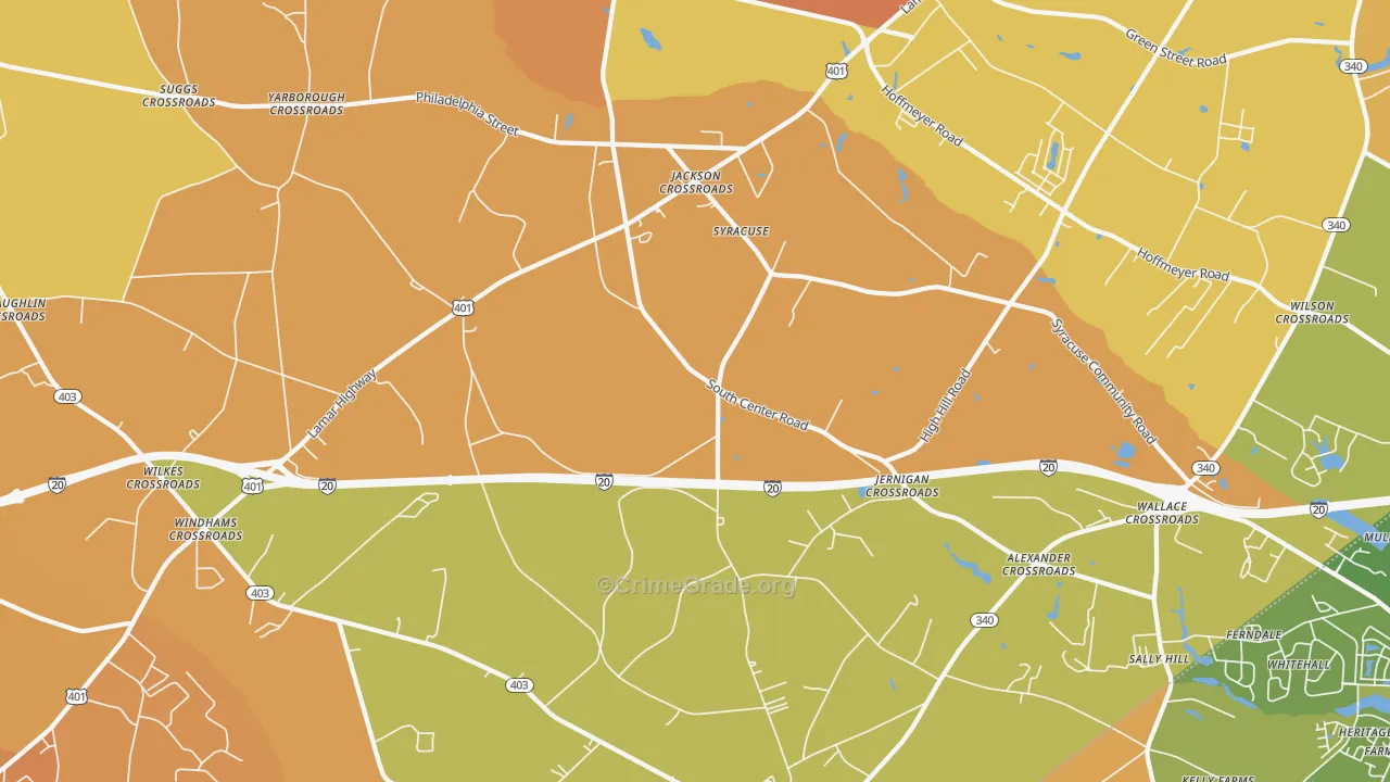 Syracuse, SC Map of Assault Rates