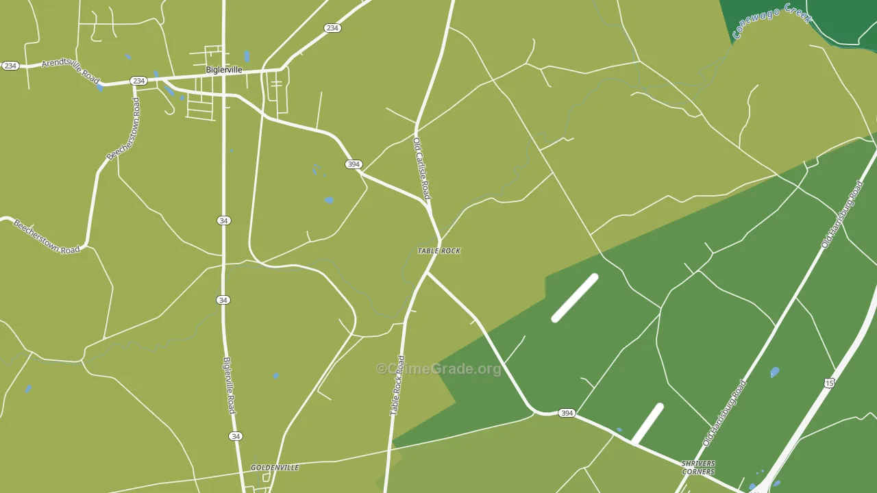 Table Rock, PA Map of Assault Rates