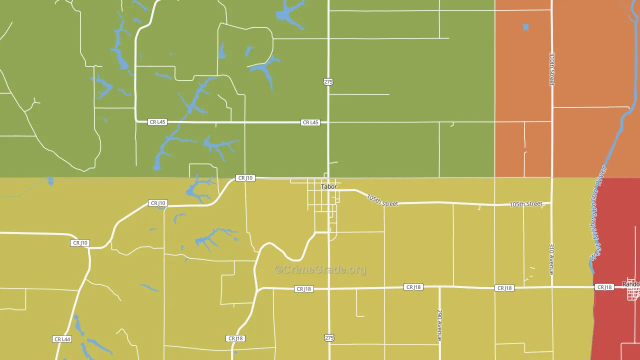 Tabor, IA Map of Assault Rates