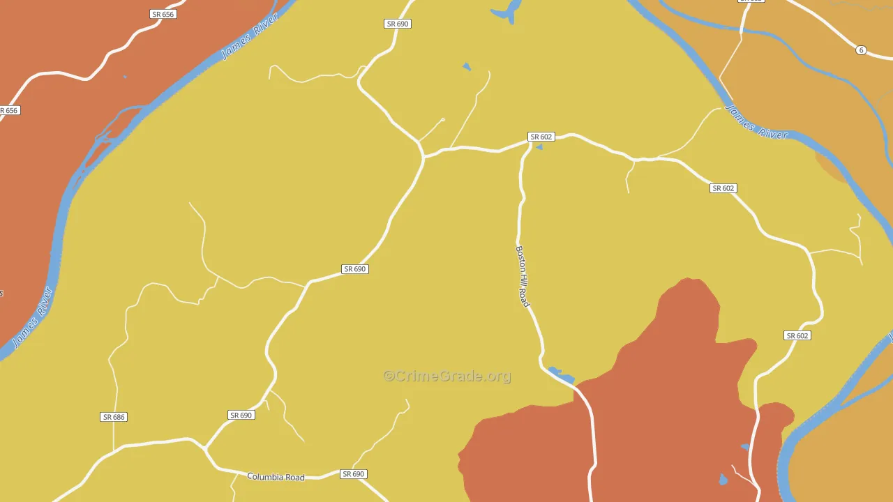 Tabscott, VA Map of Assault Rates