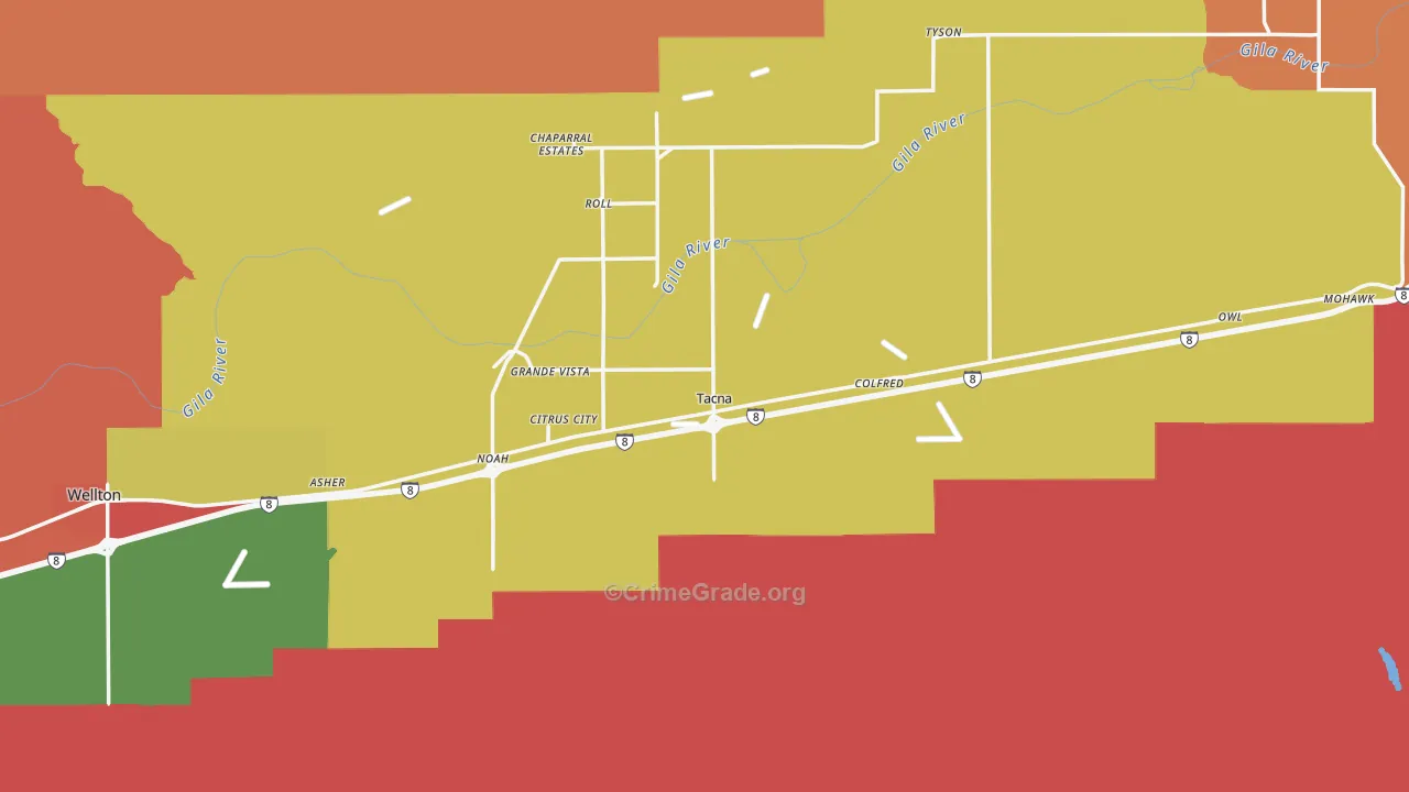 Tacna, AZ Map of Assault Rates