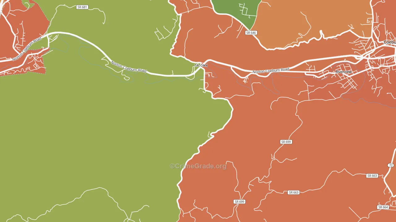 Tacoma, VA Map of Assault Rates