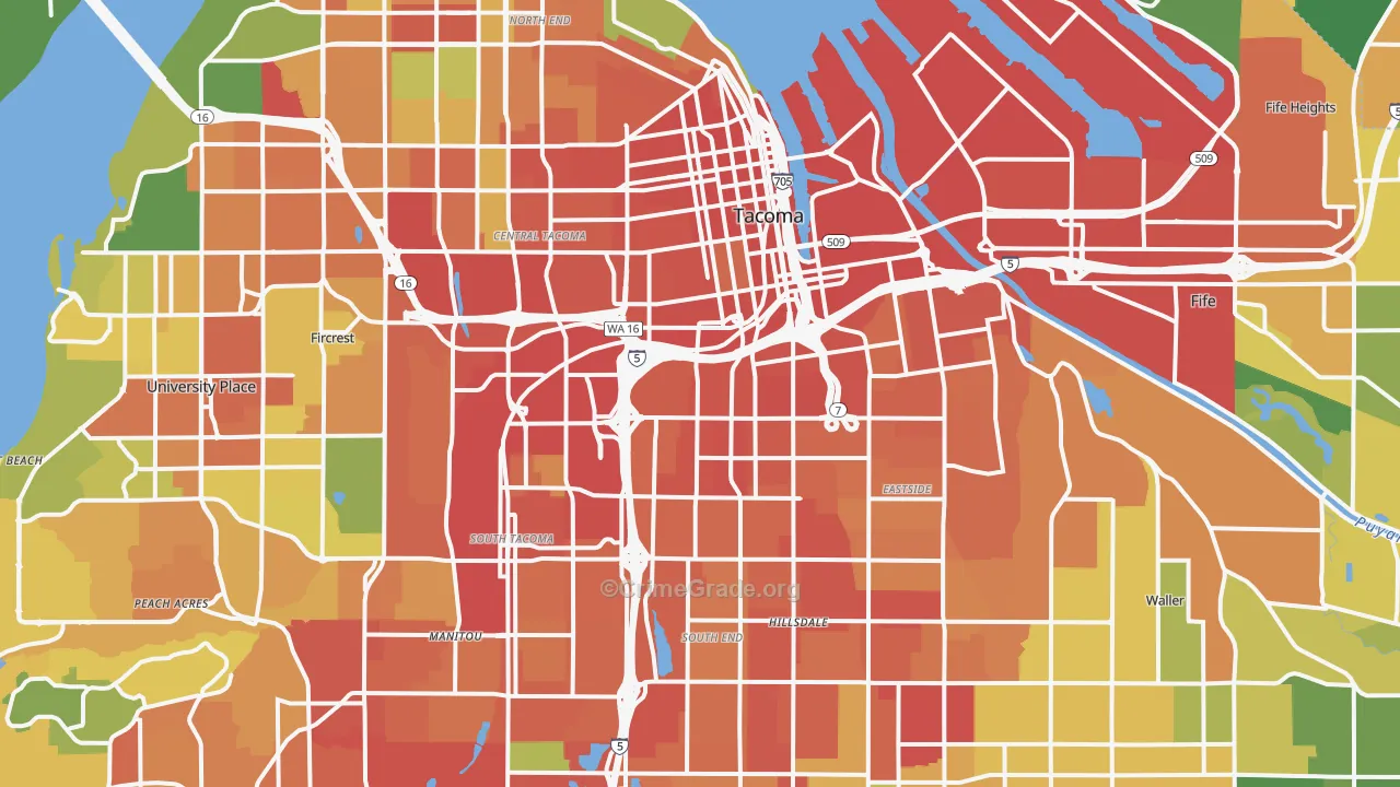 Tacoma, WA Map of Assault Rates