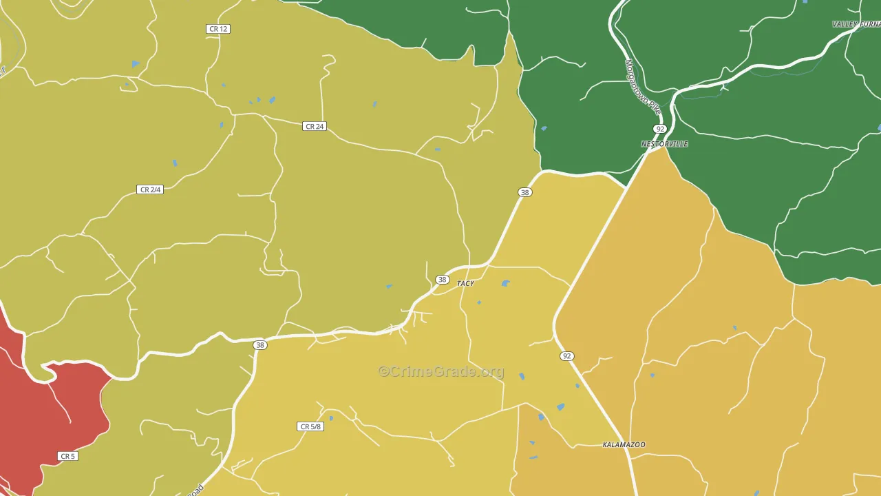 Tacy, WV Map of Assault Rates