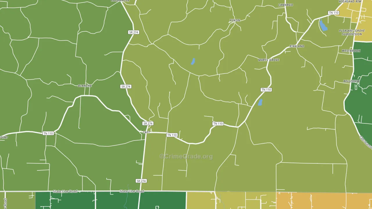 Taft, TN Map of Assault Rates