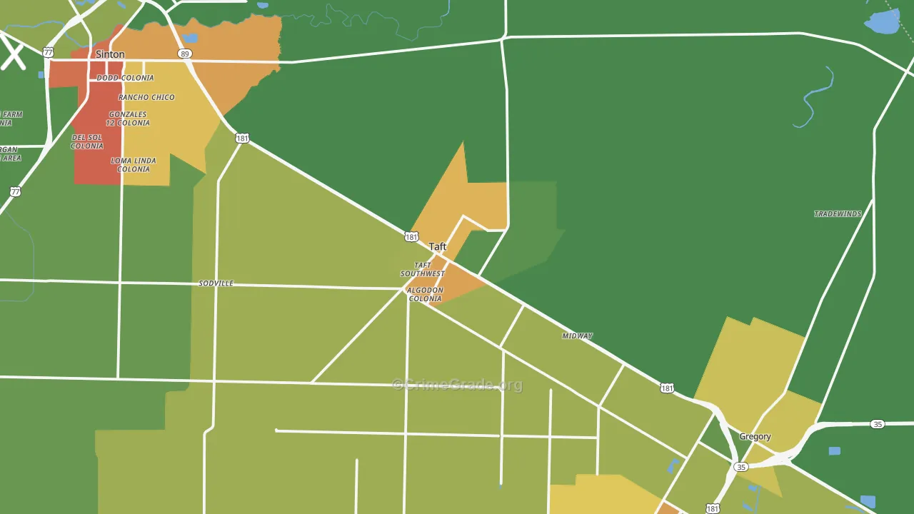 Taft, TX Map of Assault Rates
