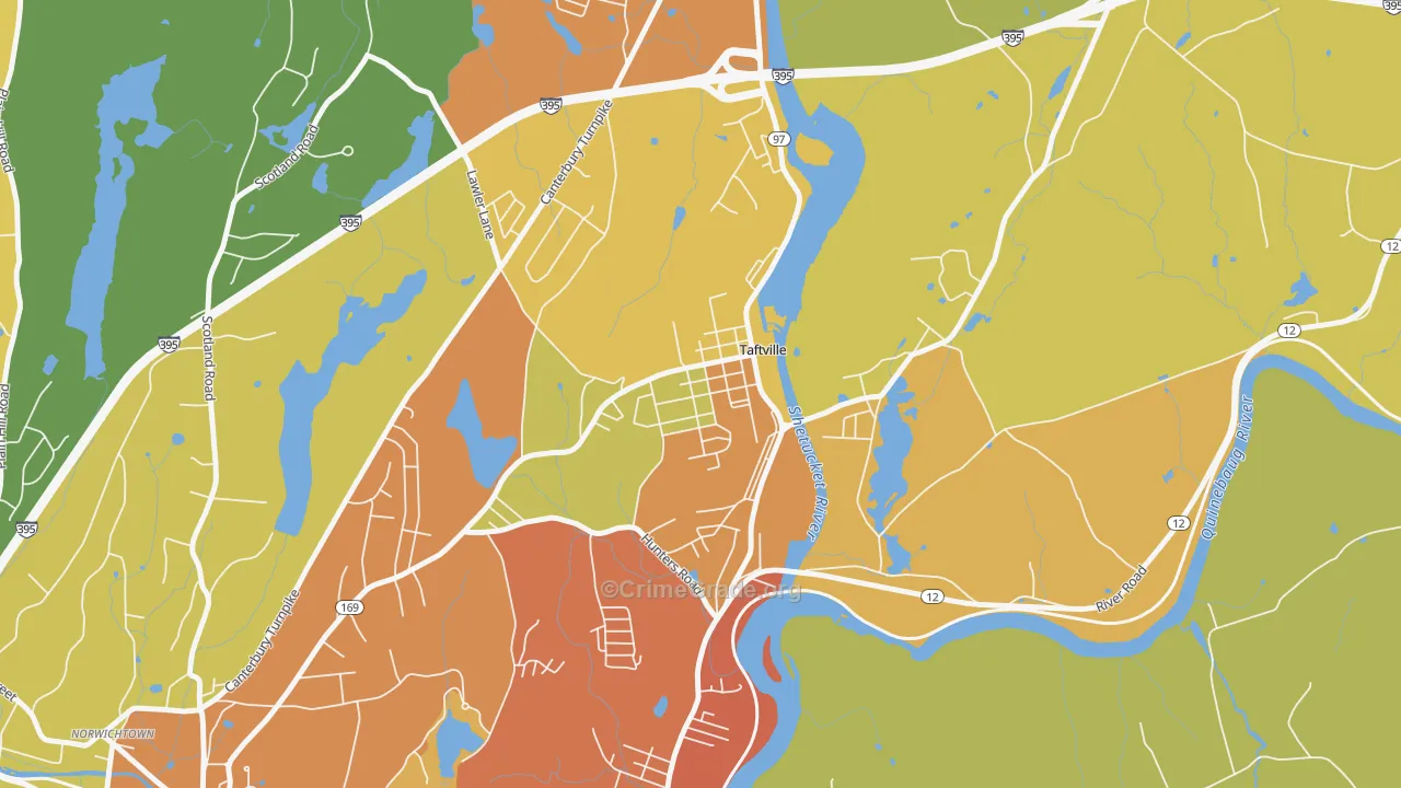 Taftville, CT Map of Assault Rates