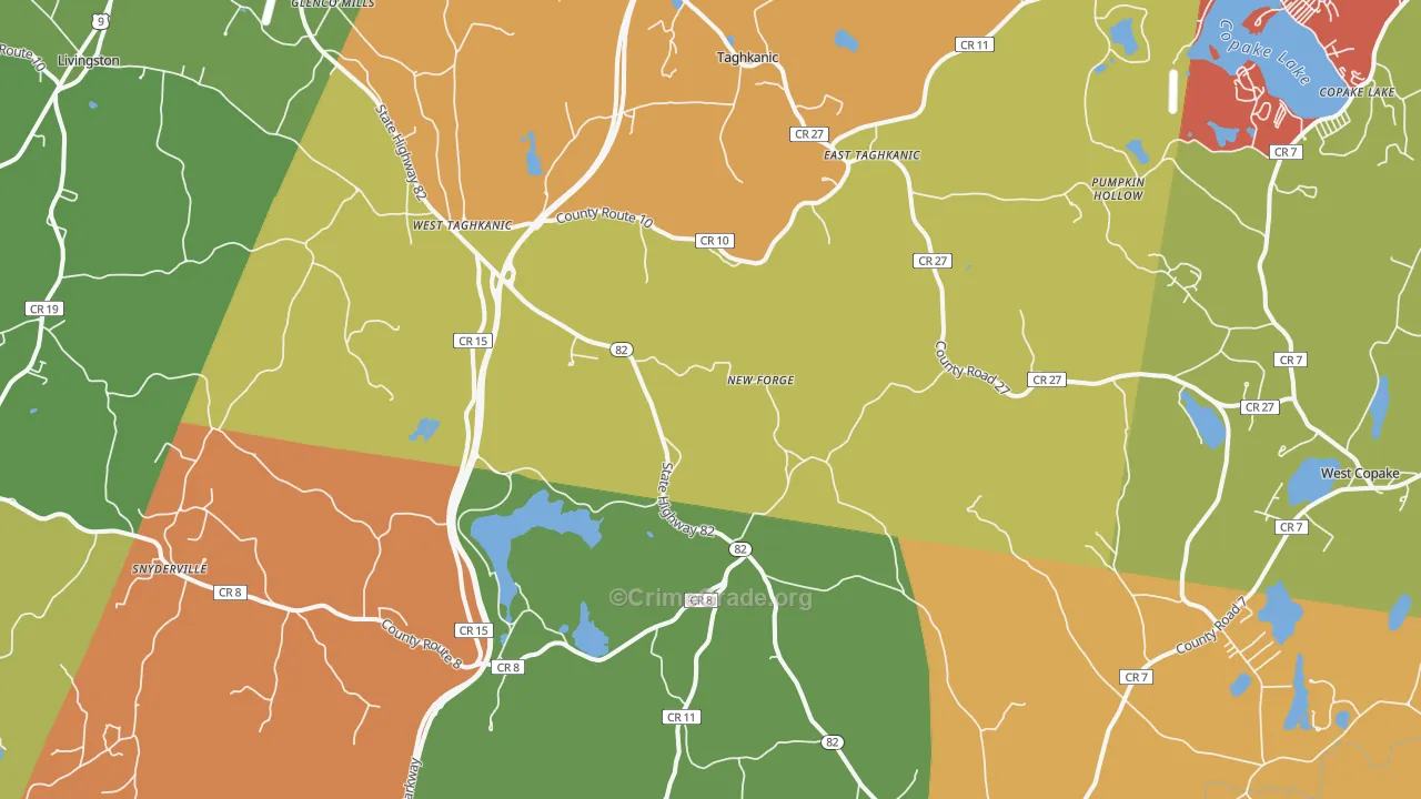 Taghkanic, NY Map of Assault Rates