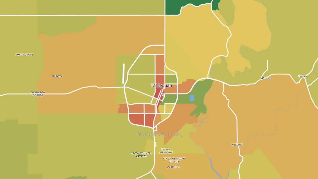 Tahlequah, OK Map of Assault Rates