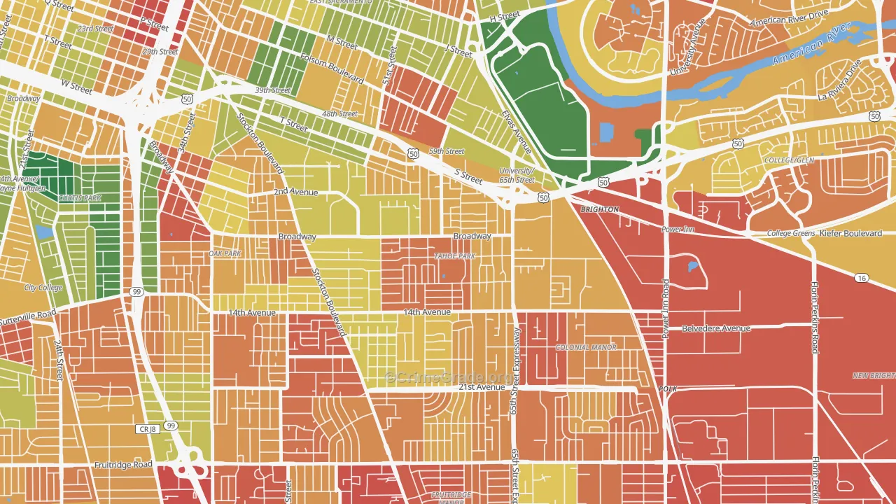 Tahoe Park, Sacramento, CA Map of Assault Rates