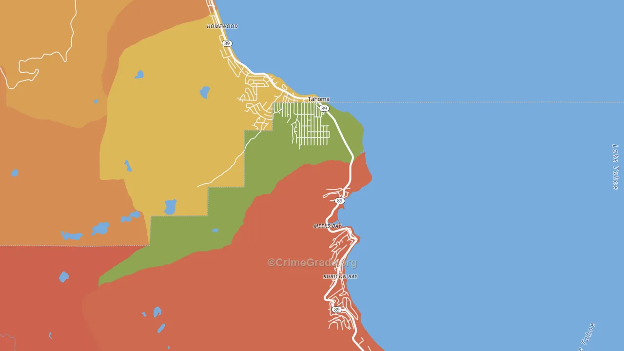 Tahoma, CA Map of Assault Rates