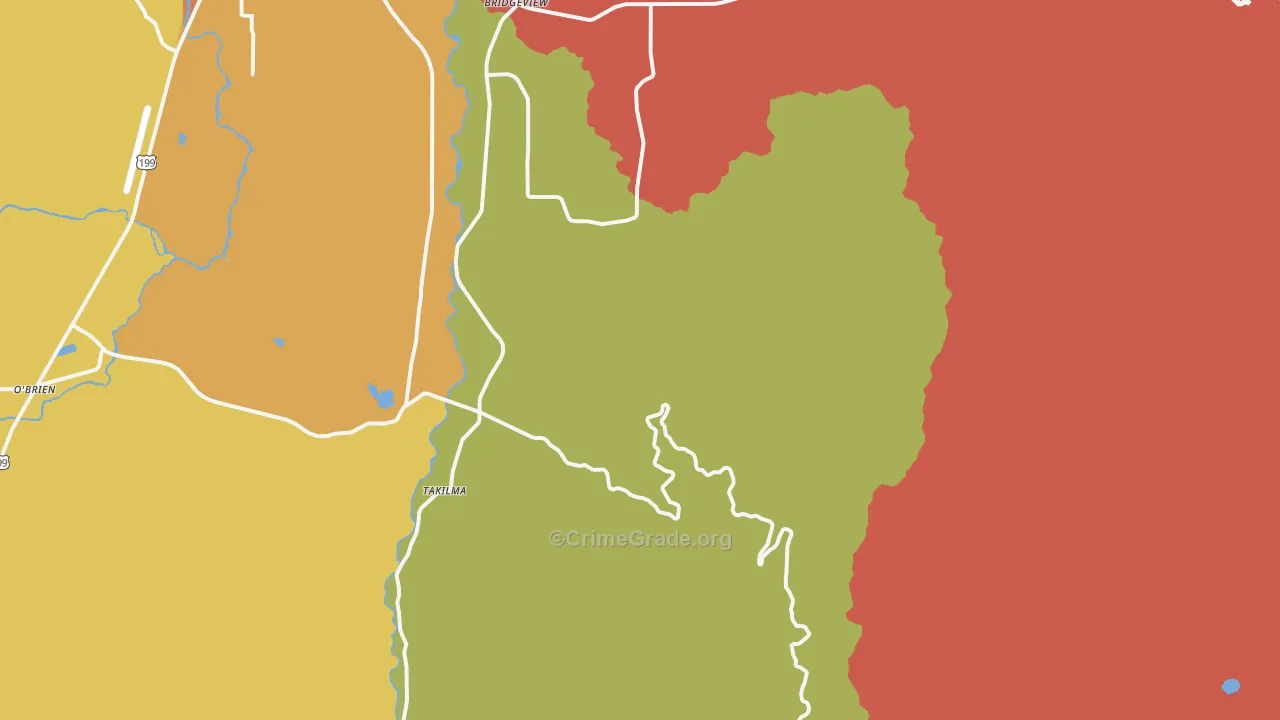 Takilma, OR Map of Assault Rates