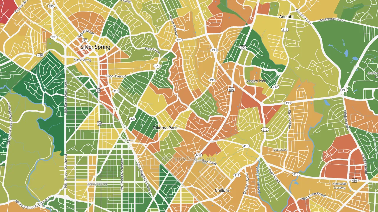 Takoma Park, MD Map of Assault Rates