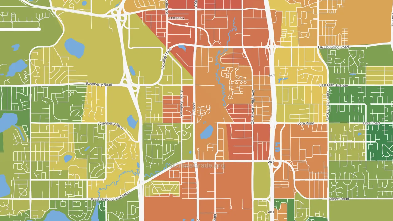 Taku-Campbell, Anchorage, AK Map of Assault Rates