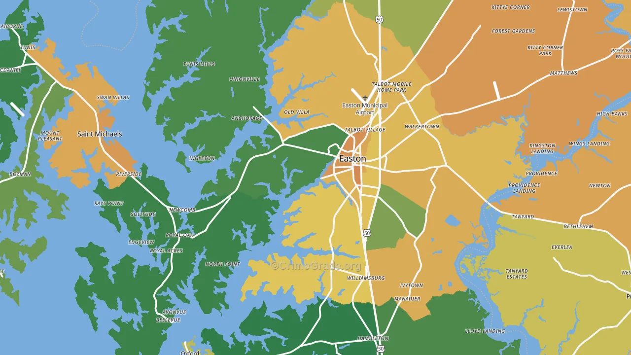 Talbot County, MD Map of Assault Rates