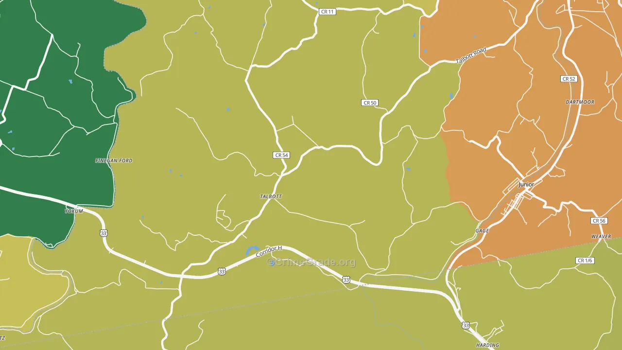 Talbott, WV Map of Assault Rates