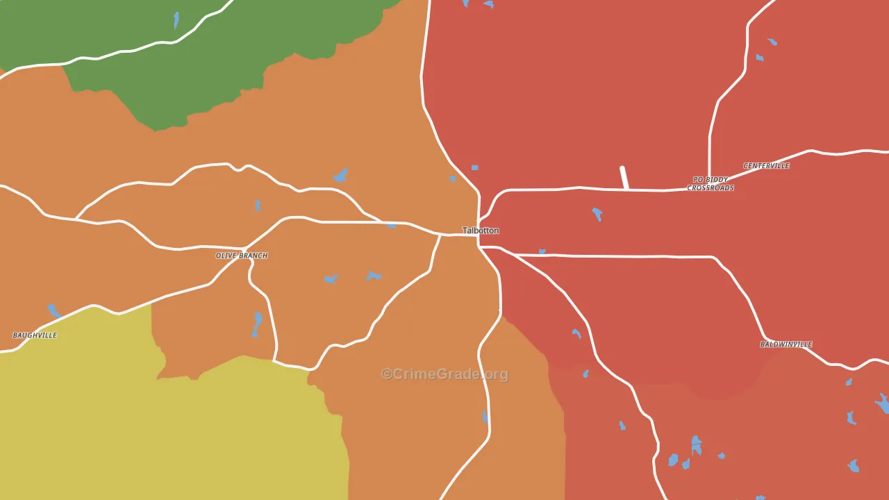 Talbotton, GA Map of Assault Rates