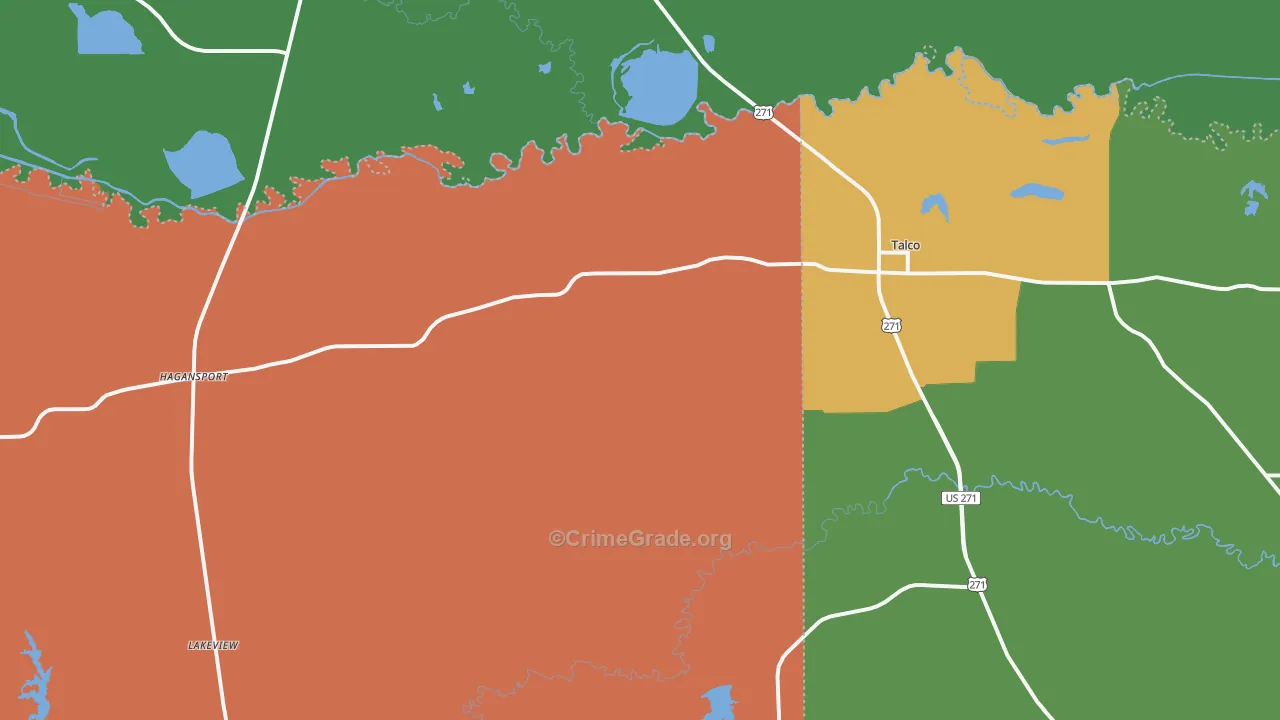 Talco, TX Map of Assault Rates