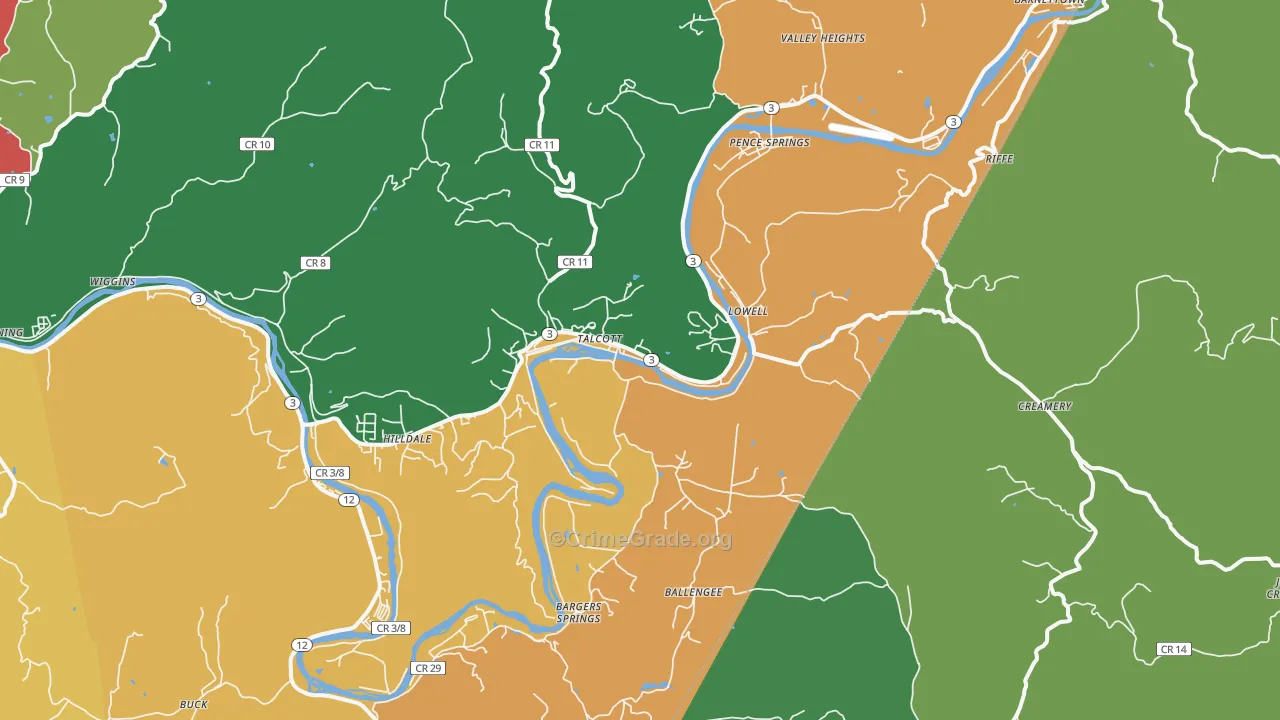 Talcott, WV Map of Assault Rates