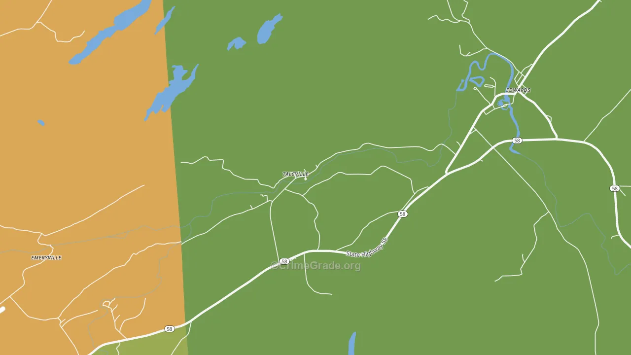 Talcville, NY Map of Assault Rates