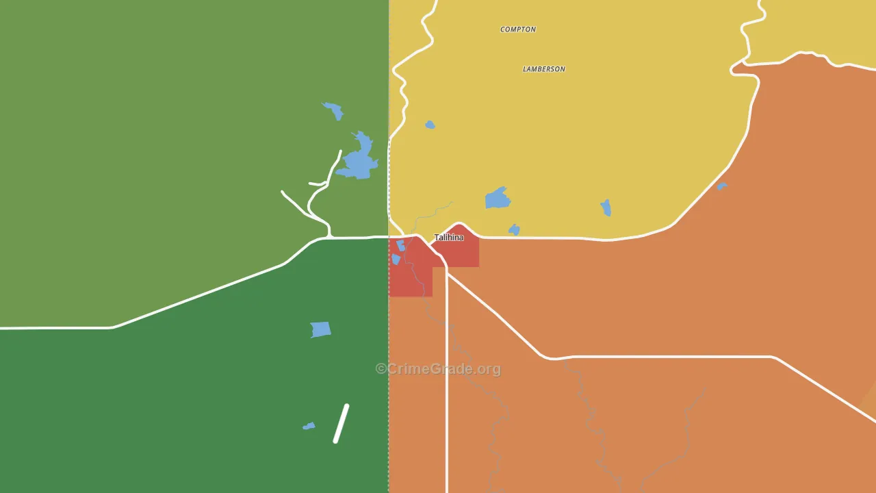Talihina, OK Map of Assault Rates