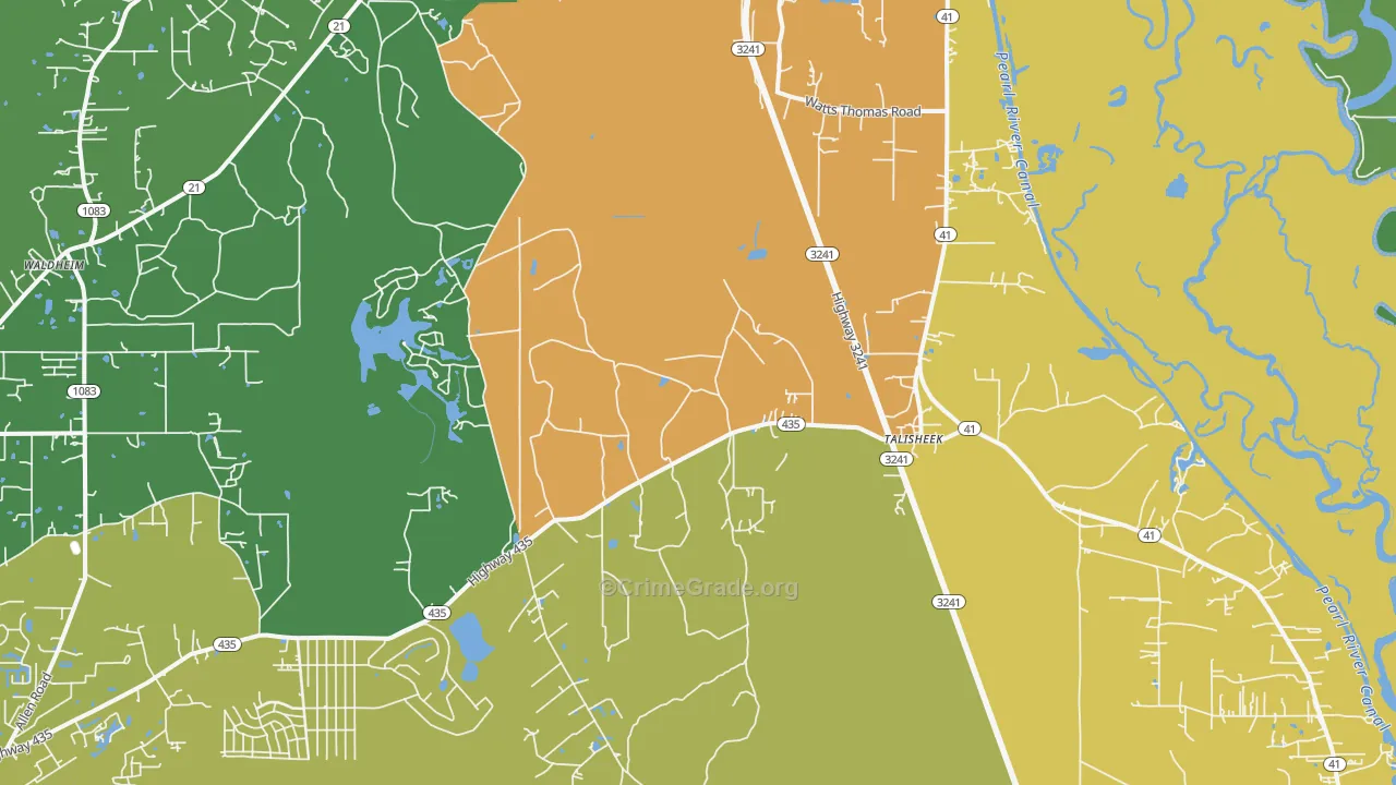 Talisheek, LA Map of Assault Rates