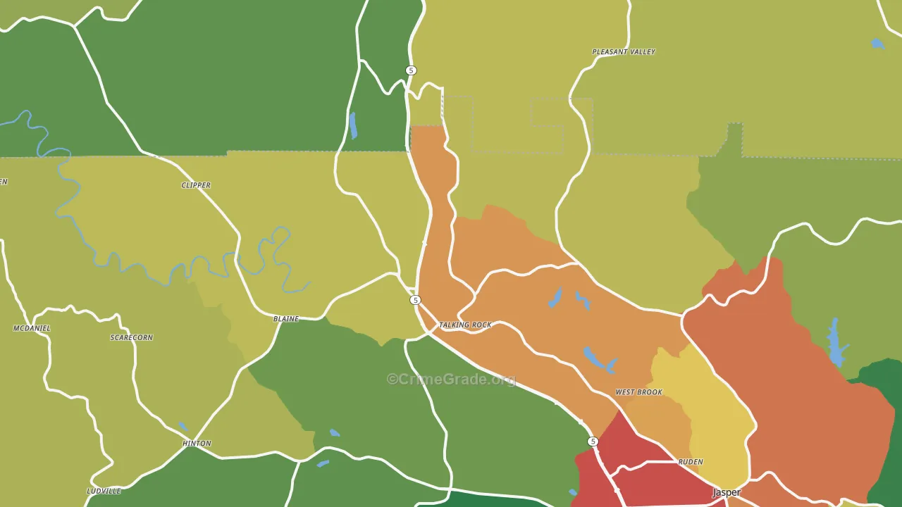 Talking Rock, GA Map of Assault Rates