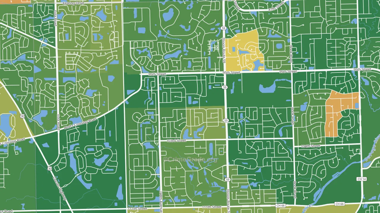 Tall Grass, Naperville, IL Map of Assault Rates
