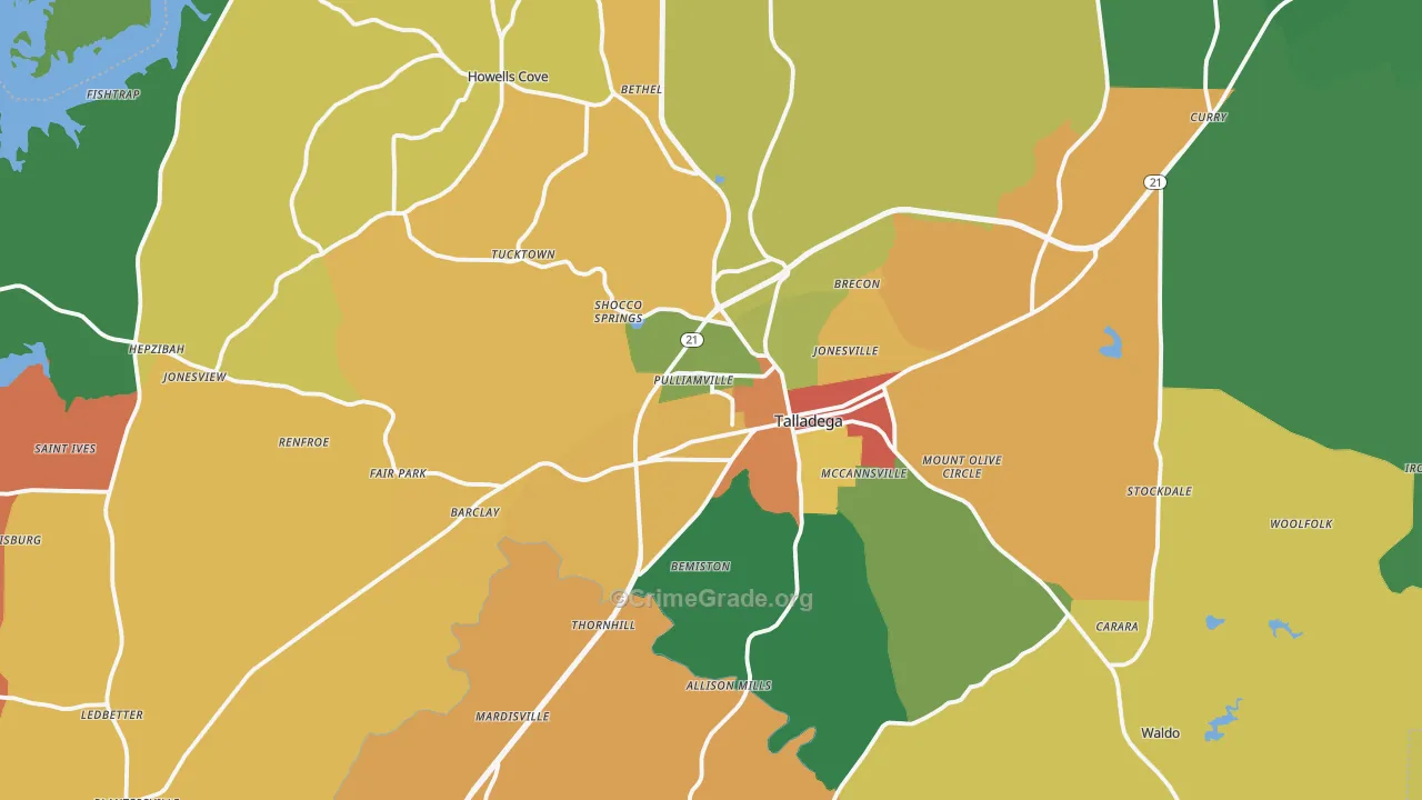 Talladega, AL Map of Assault Rates