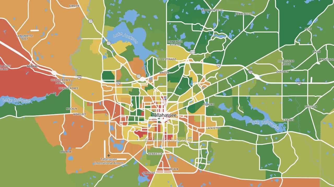 Tallahassee, FL Map of Assault Rates