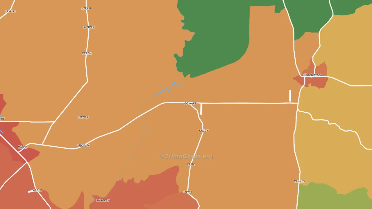 Tallahatchie County, MS Map of Assault Rates