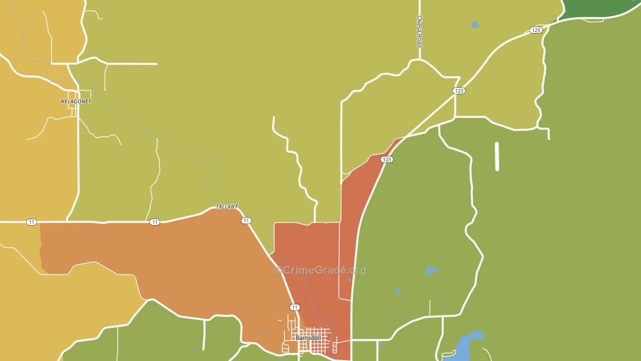 Tallant, OK Map of Assault Rates