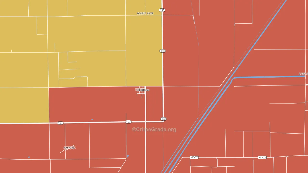 Tallapoosa, MO Map of Assault Rates