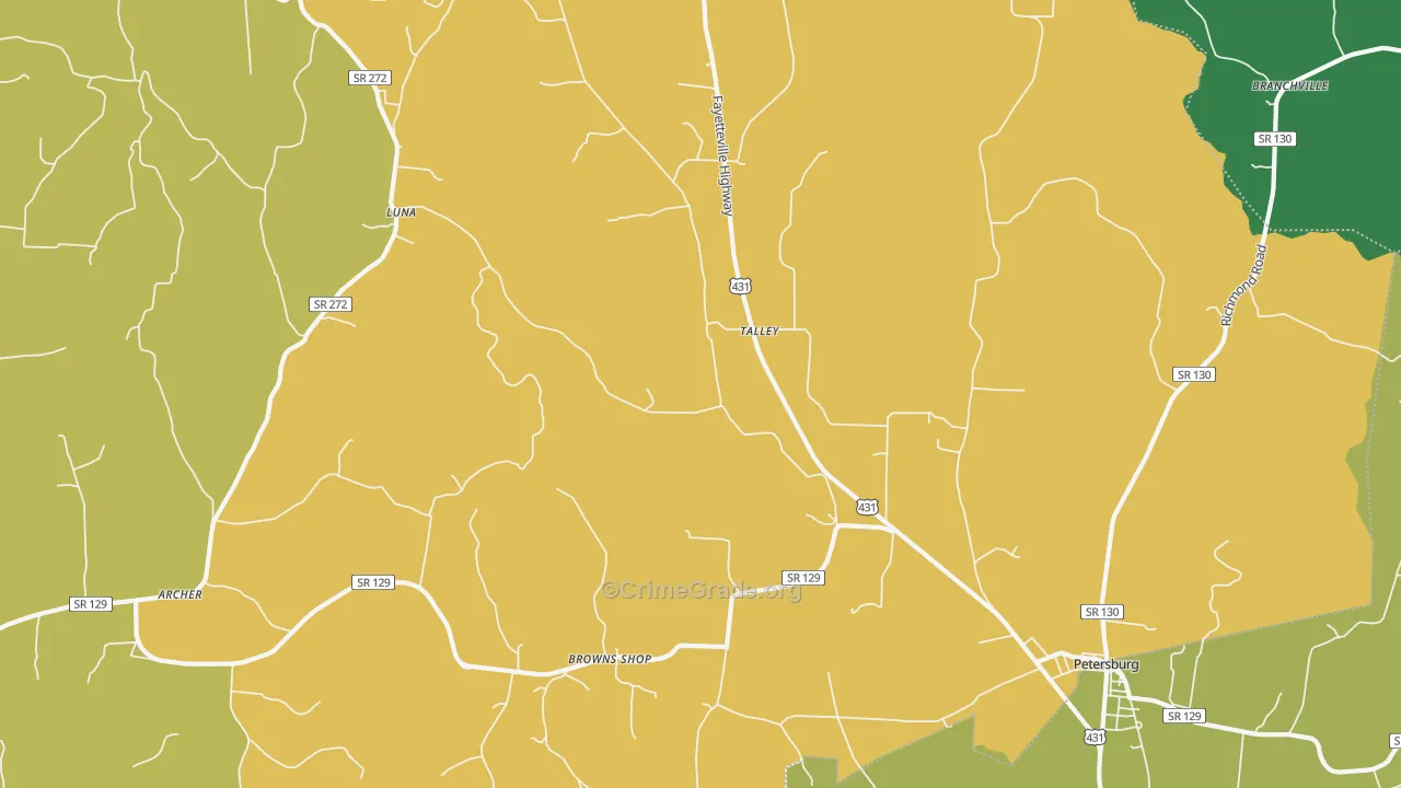Talley, TN Map of Assault Rates