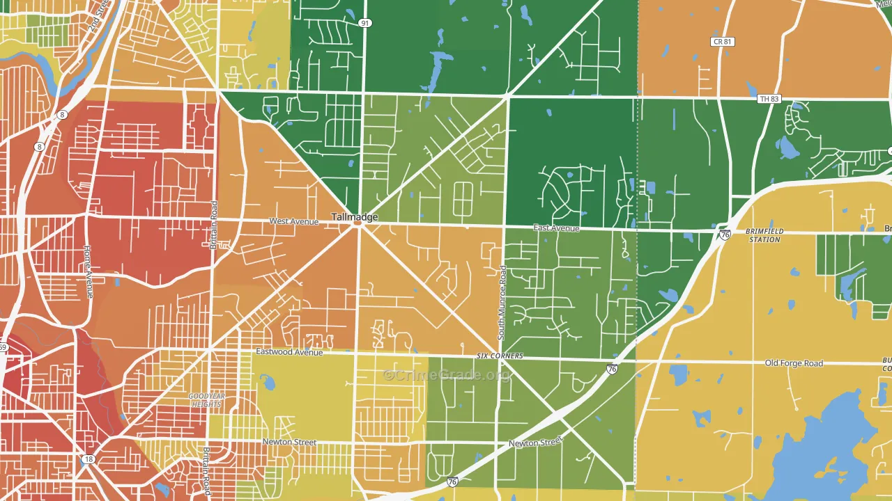 Tallmadge, OH Map of Assault Rates