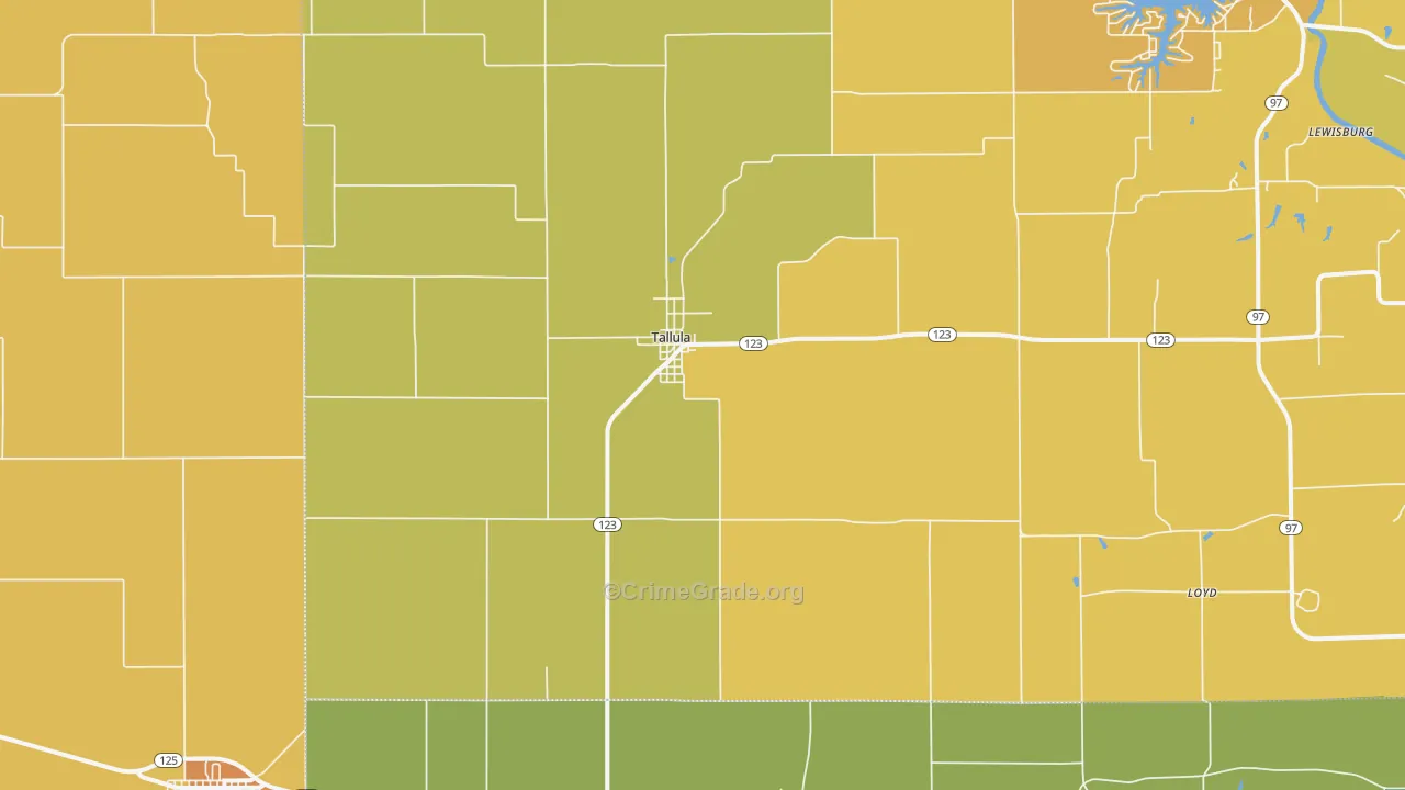 Tallula, IL Map of Assault Rates