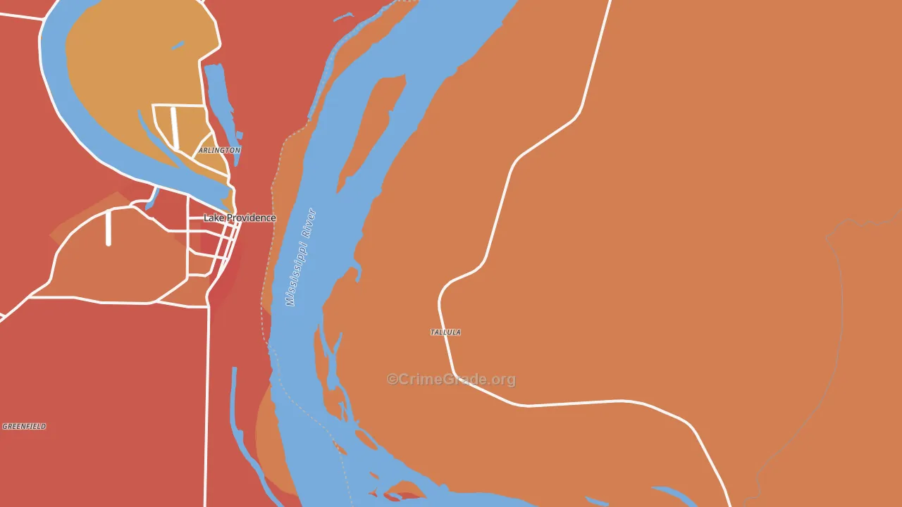 Tallula, MS Map of Assault Rates