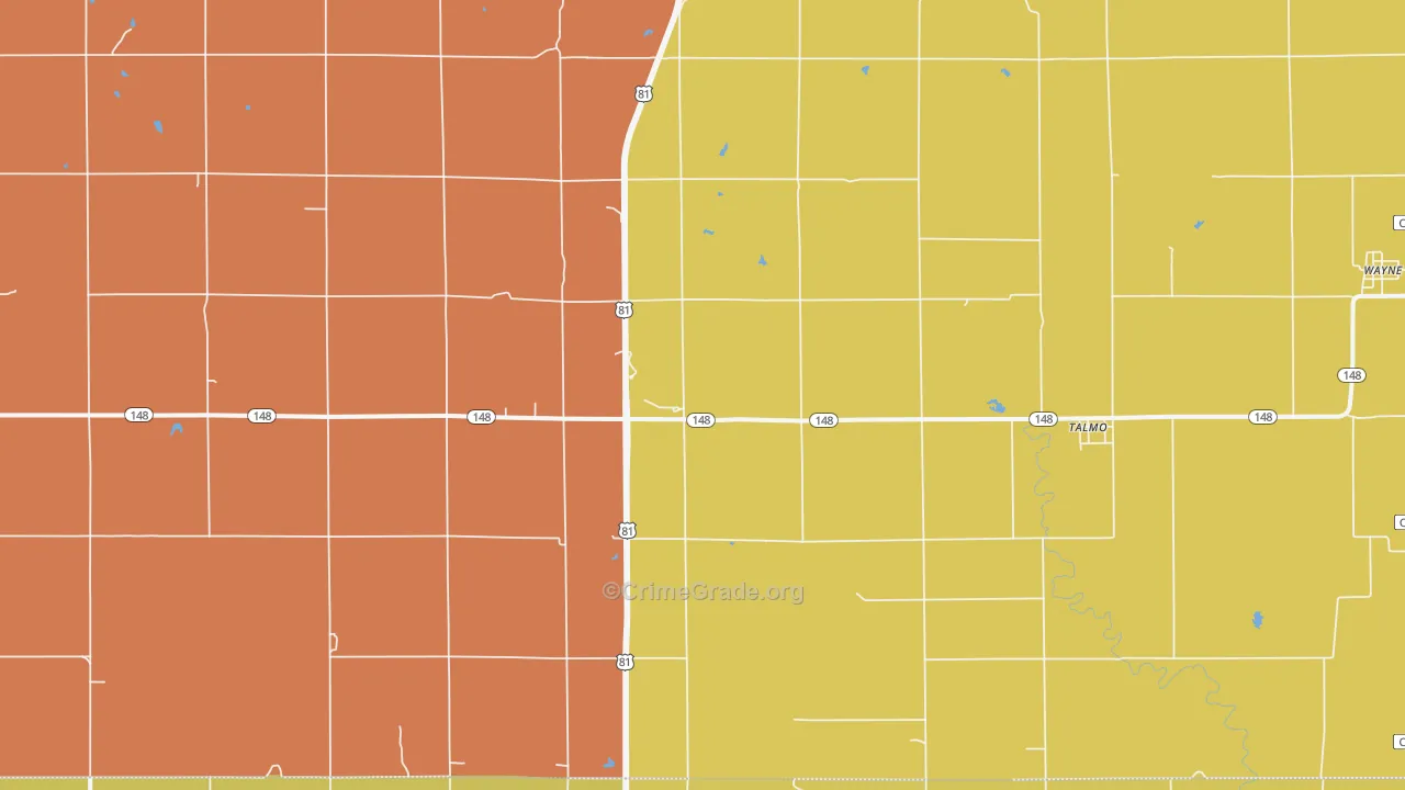 Talmo, KS Map of Assault Rates