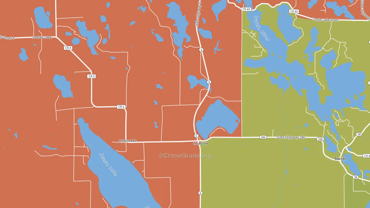 Talmoon, MN Map of Assault Rates