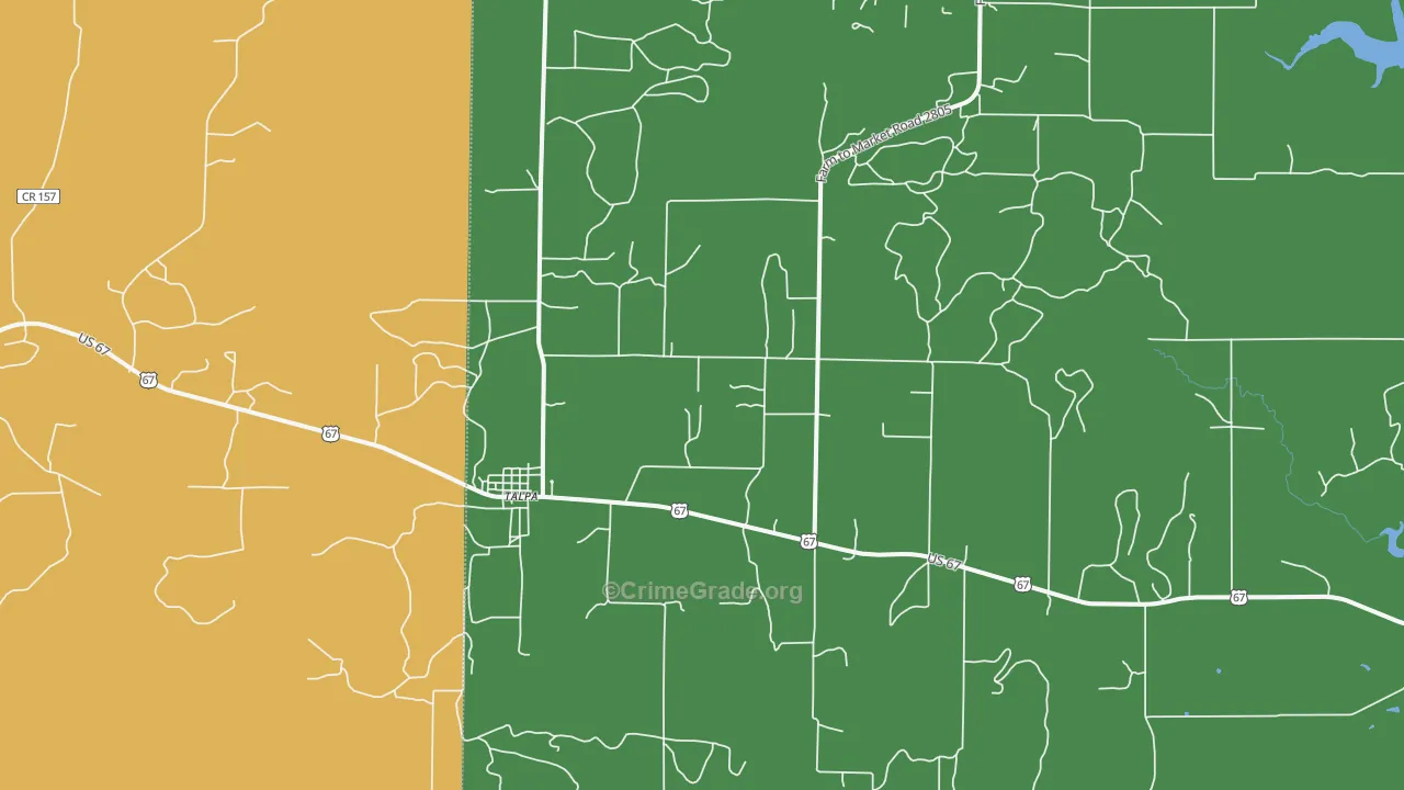Talpa, TX Map of Assault Rates