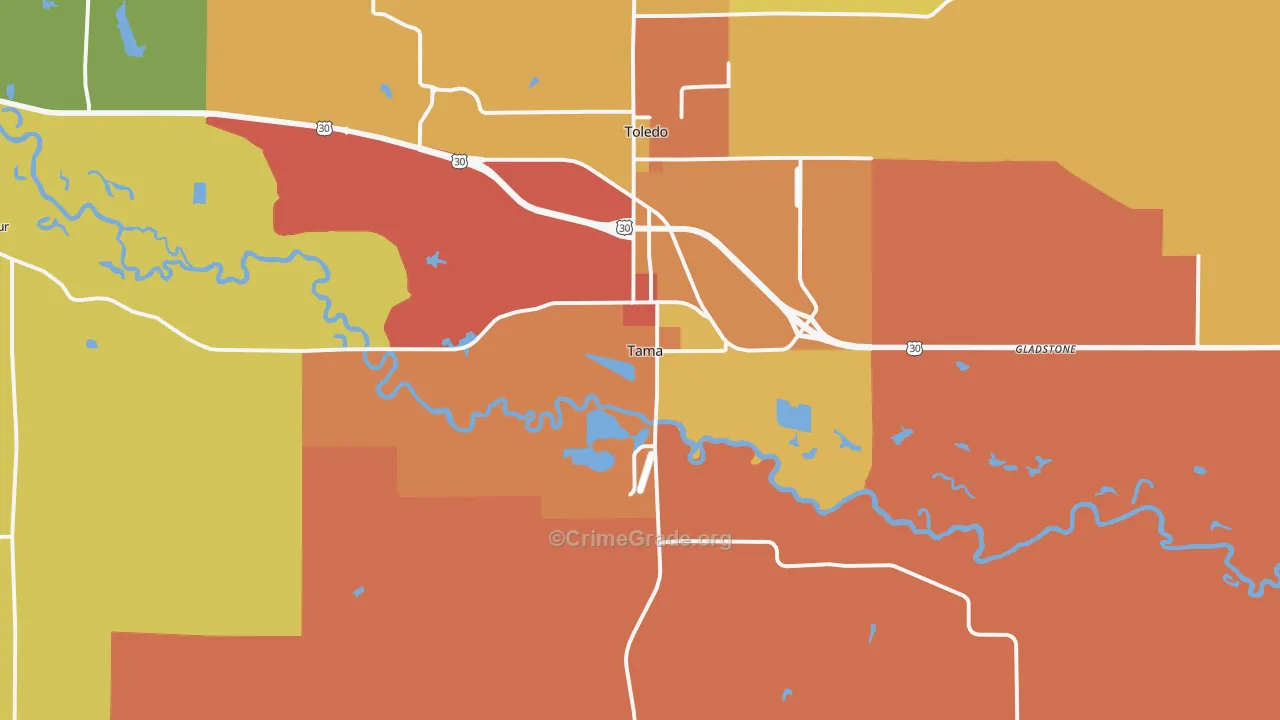 Tama, IA Map of Assault Rates