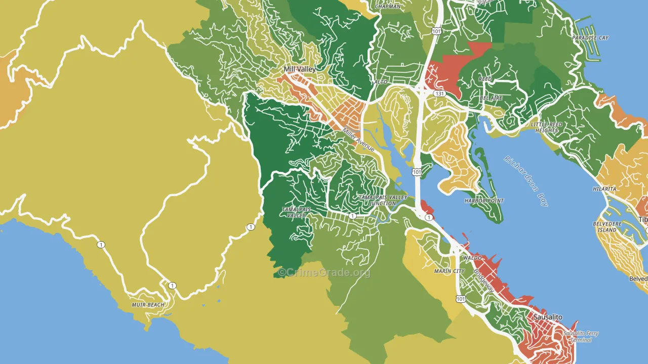 Tamalpais-Homestead Valley, CA Map of Assault Rates