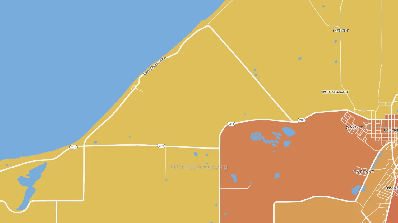 Tamarack, MI Map of Assault Rates