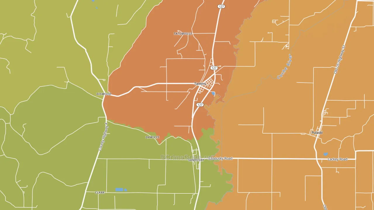 Tamms, IL Map of Assault Rates