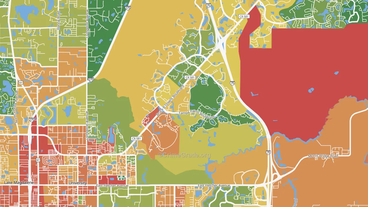 Tampa Palms, Tampa, FL Map of Assault Rates