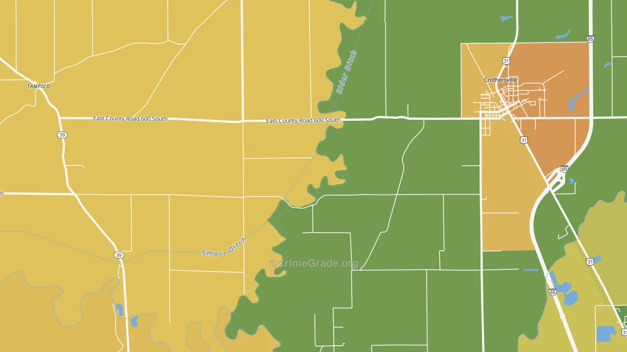 Tampico, IN Map of Assault Rates