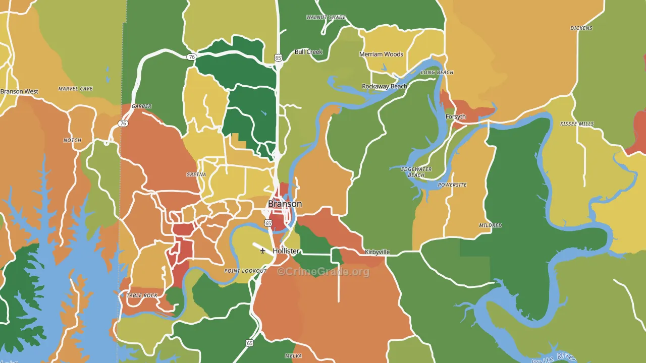Taney County, MO Map of Assault Rates