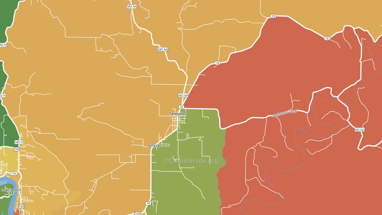 Taneyville, MO Map of Assault Rates
