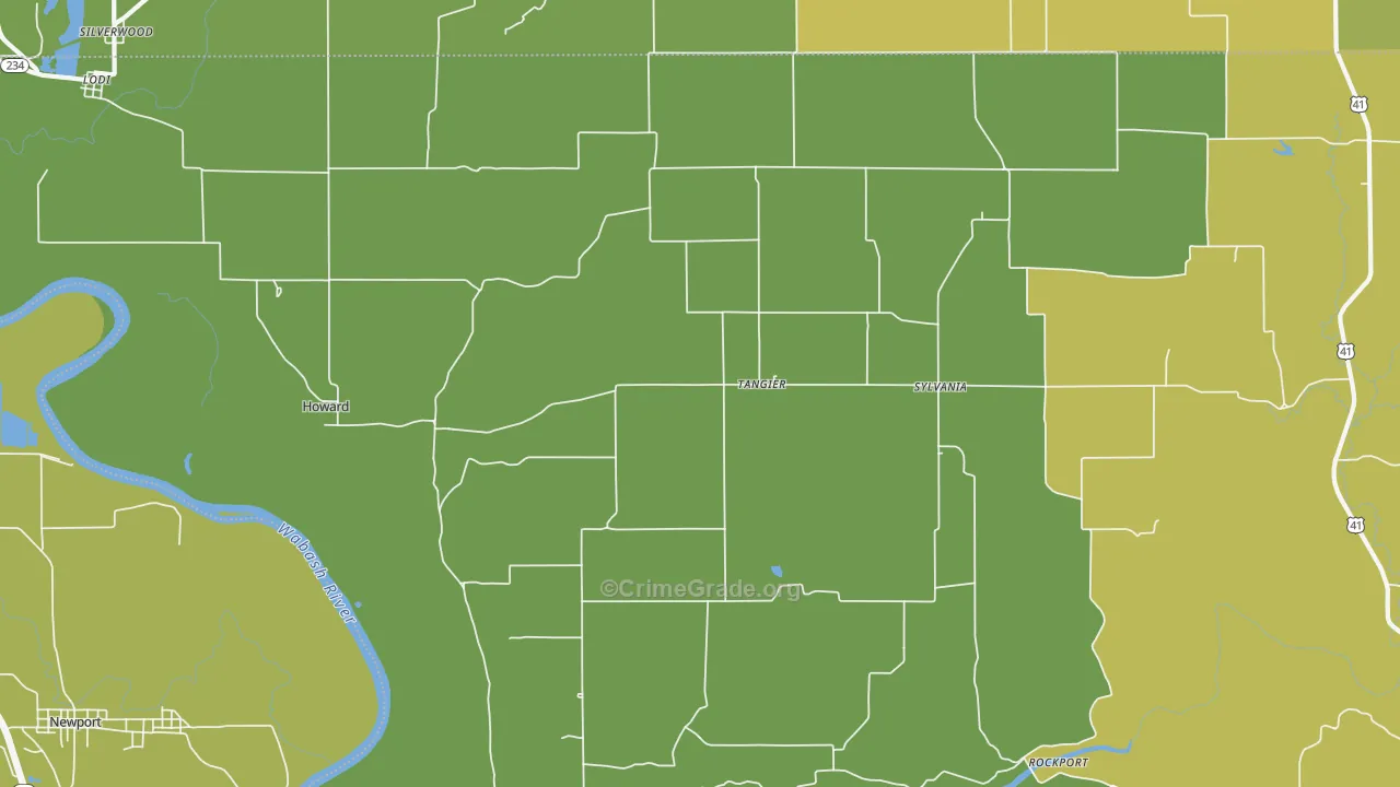 Tangier, IN Map of Assault Rates
