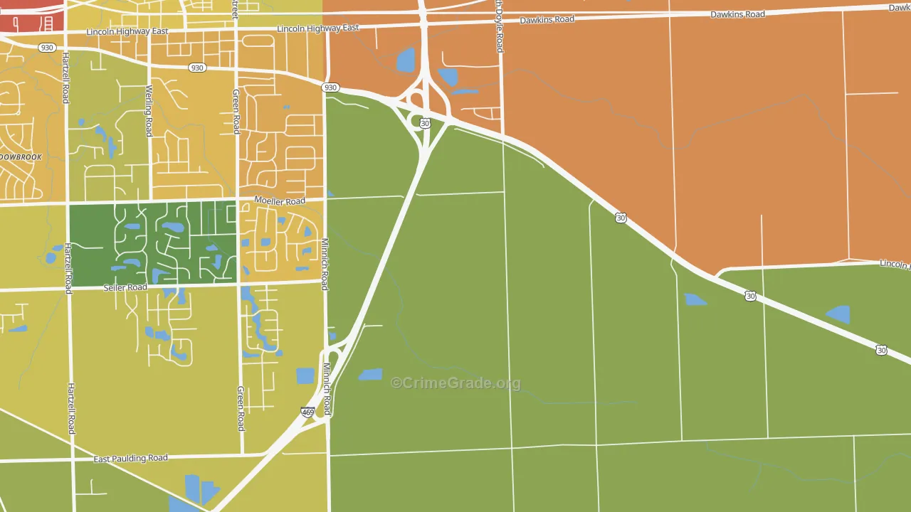 Tanglewood, IN Map of Assault Rates